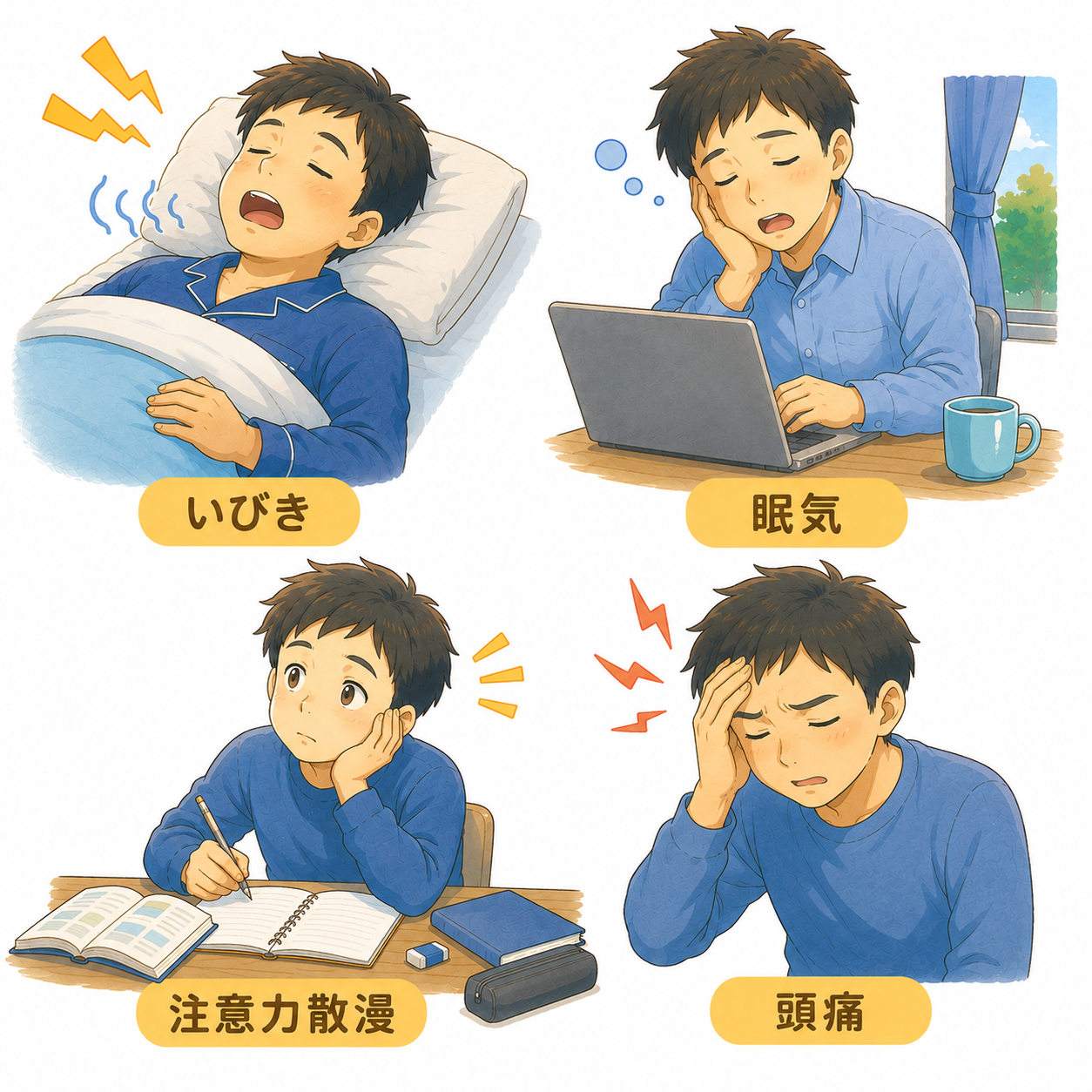 SASの主な症状を説明したイラスト