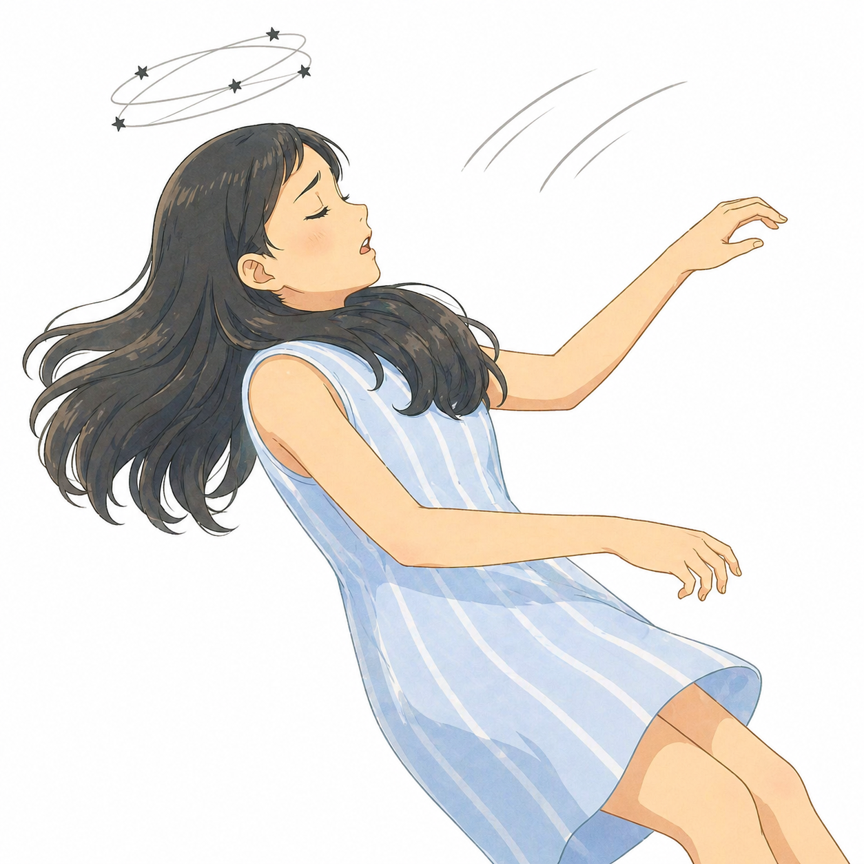 意識を失い倒れ込みそうになっている女性