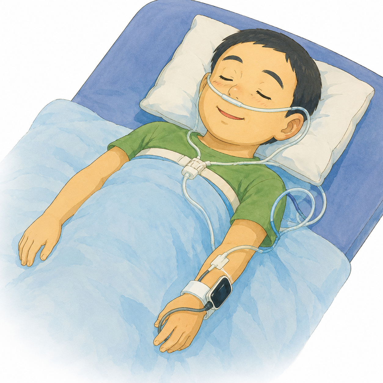 睡眠時無呼吸症候群の治療（CPAP)のイラスト
