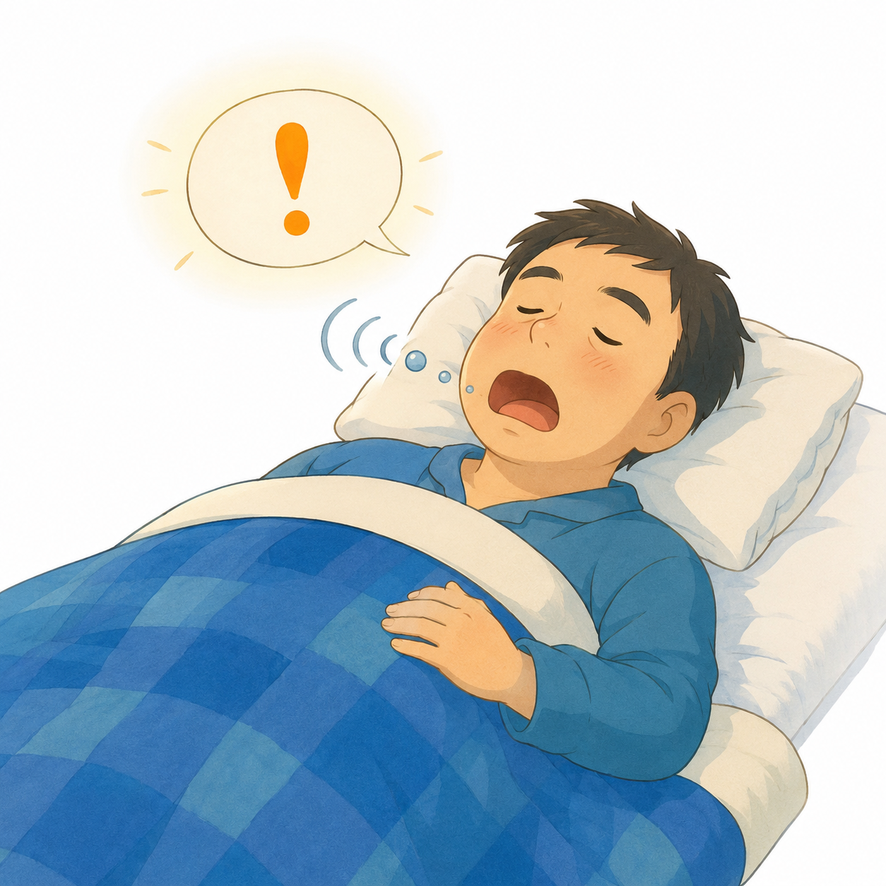 睡眠中に無呼吸となっている男性