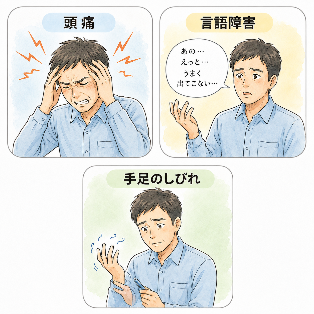 大人のモヤモヤ病・症状のイラスト